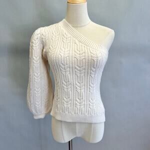 Zara One Shoulder Cableknit Sweater Ivory Size Medium